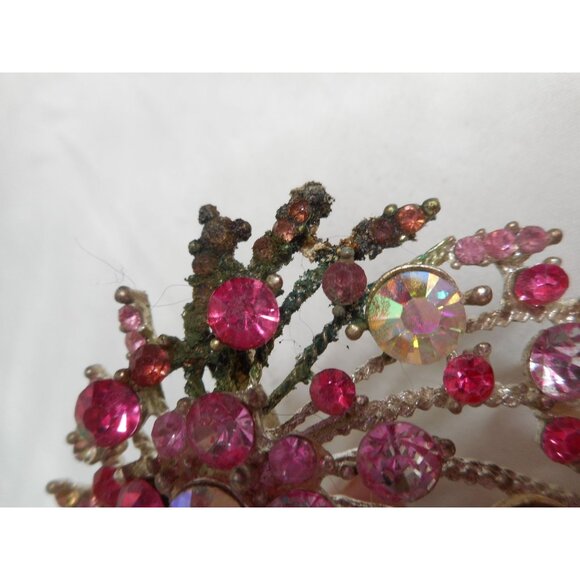 Silver and pink Spray Brooch Pin Jewelry fpr Parts/Repair - Picture 3 of 3